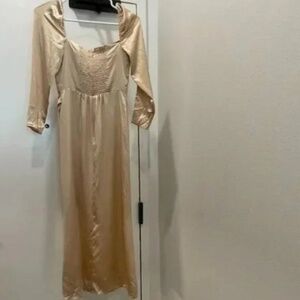 Reformation Gloriana Dress Champaggne silk NWT